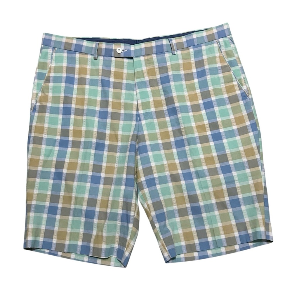LINEA UOMO Cotton Blend Plaid Shorts 42